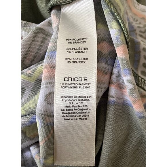 Chico's Southwestern Print Asymmetrical Hem Midi Dress, Women's Size 2 (L) - Picture 9 of 10